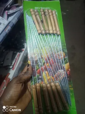 Stainless Steel Barbecue Skewers Featuring Wooden