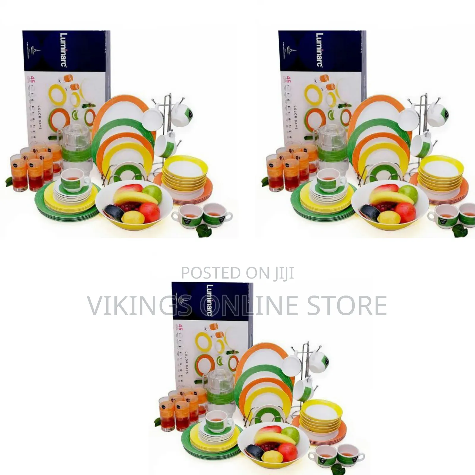 Luminarc Color Days Plates Dinner Set (45 Pcs) - Multi-Colours