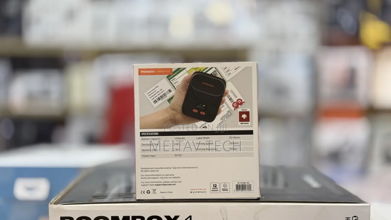 Porodo Super Hd Thermal Printer 58mm Label Printer With Bluetooth