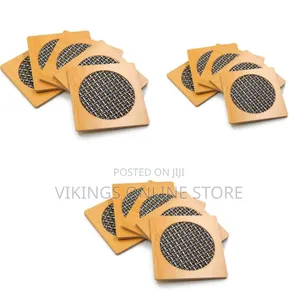 Bamboo 6 Piece Bamboo Mug/Glass Cover Coasters -Brown