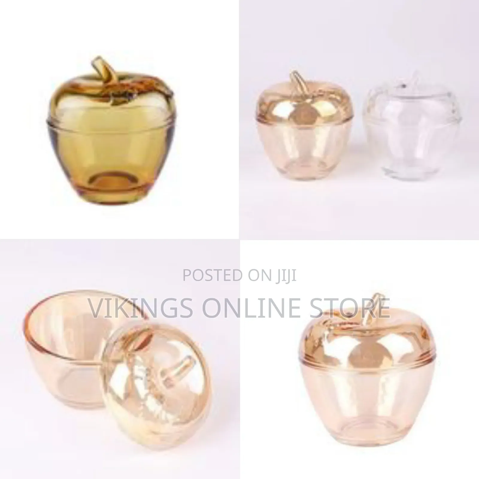 Solid Apple Sugar Glass Candy Jar Bowl Dish - Brown