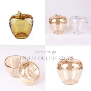 Solid Apple Sugar Glass Candy Jar Bowl Dish - Brown