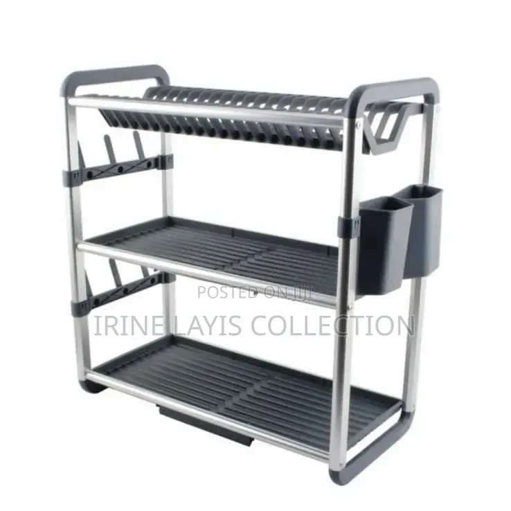 3-Tier Aluminum Dish Drying Rack With a Cutlery Holde