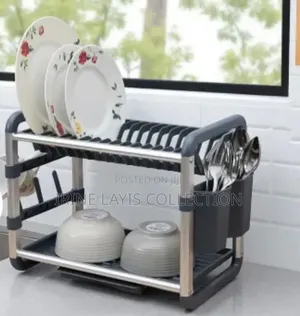 This Is a Two-Tier Aluminum Dish Drying Rack.