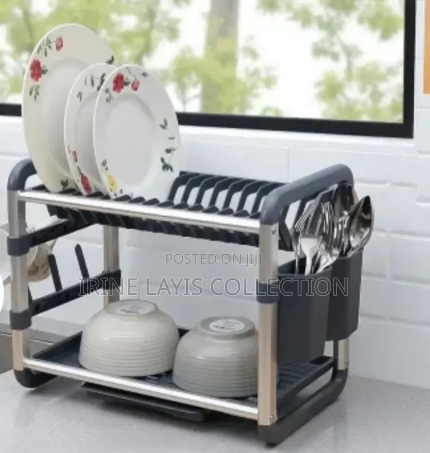 This Is a Two-Tier Aluminum Dish Drying Rack.