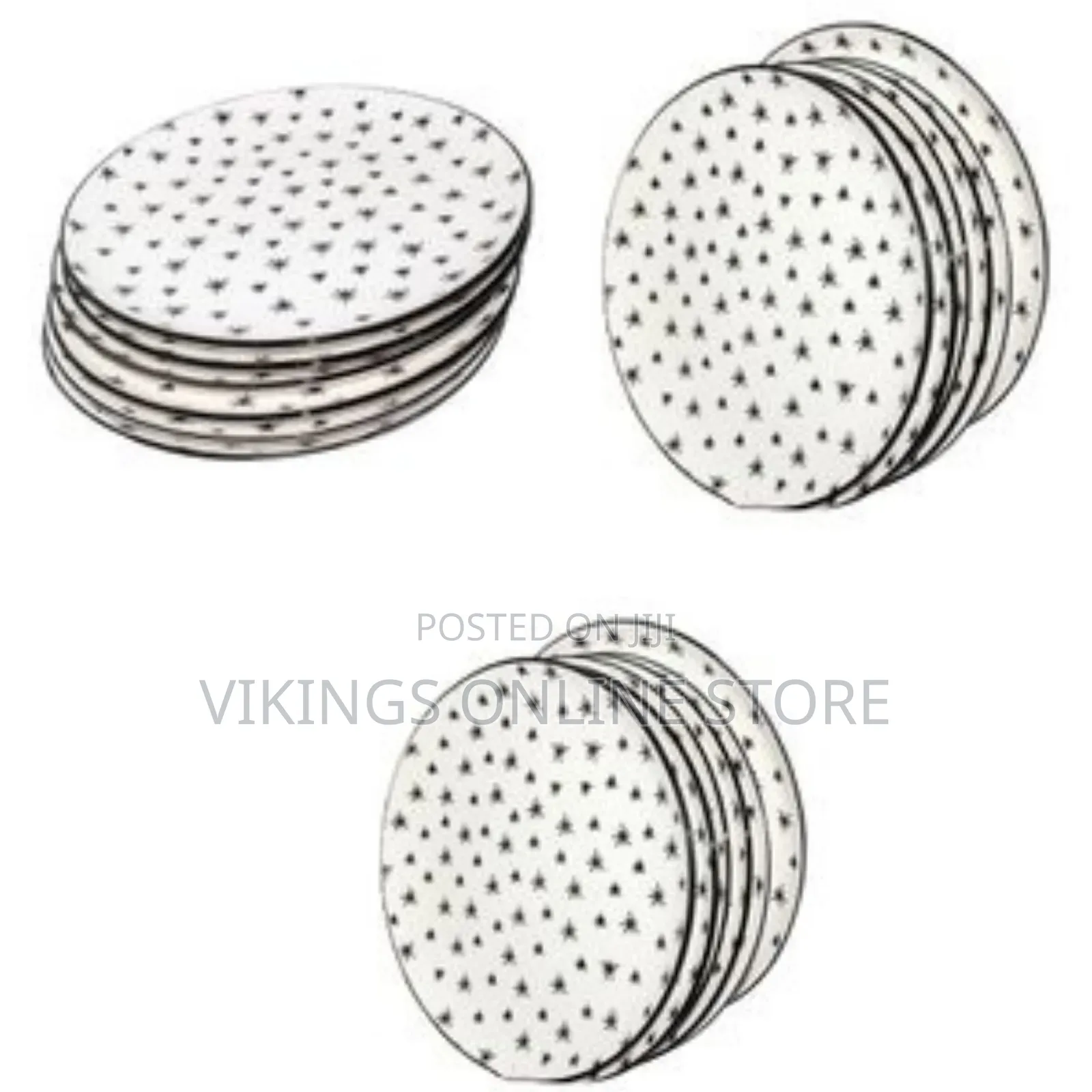 Round Star Design Dinner Plates, 6pcs - White