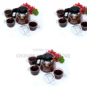 5 PCS Heat Resistant Glass Coffee Tea Set Kettle 1 Teapot 4 Cups