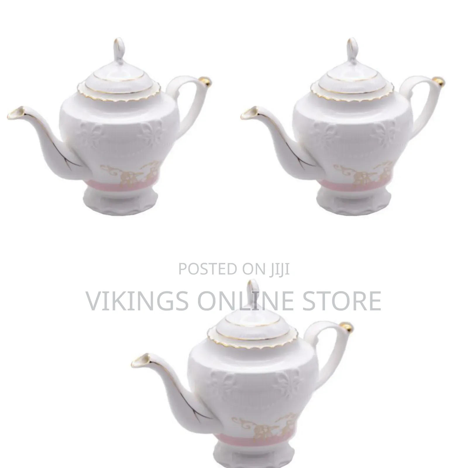 Other Gold Self Designed Ceramic Teapot, 1litre - White