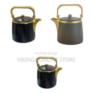 1 Litre Round Ceramic Non-Stick Stovetop Teapot Kettle With Wooden