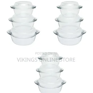 3 Piece Glass Casserole Serving Dishes 1l, 1.5l 2.5l-Colorless