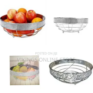 Home Basics Pave Large Capacity Decorative Non-Skid Steel Fruit Bowl