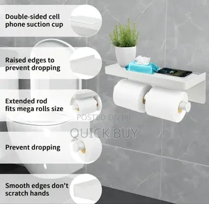Bathlux White Bathroom Double Toilet Roll Holder