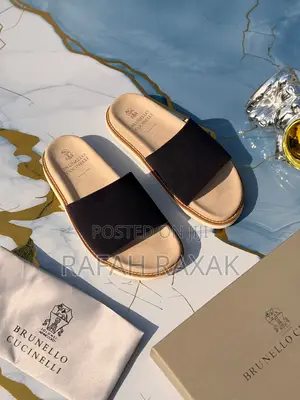 Double Strap Brunello Cucinelli Slide Sandals