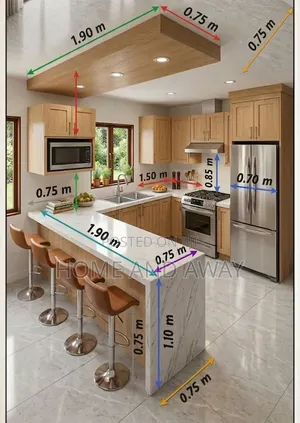 Semi U Shaped Kitchen Cabinets From 830,000/- Per Running Meter