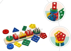 Kids Wooden Shape Sorter and Stacking Toy