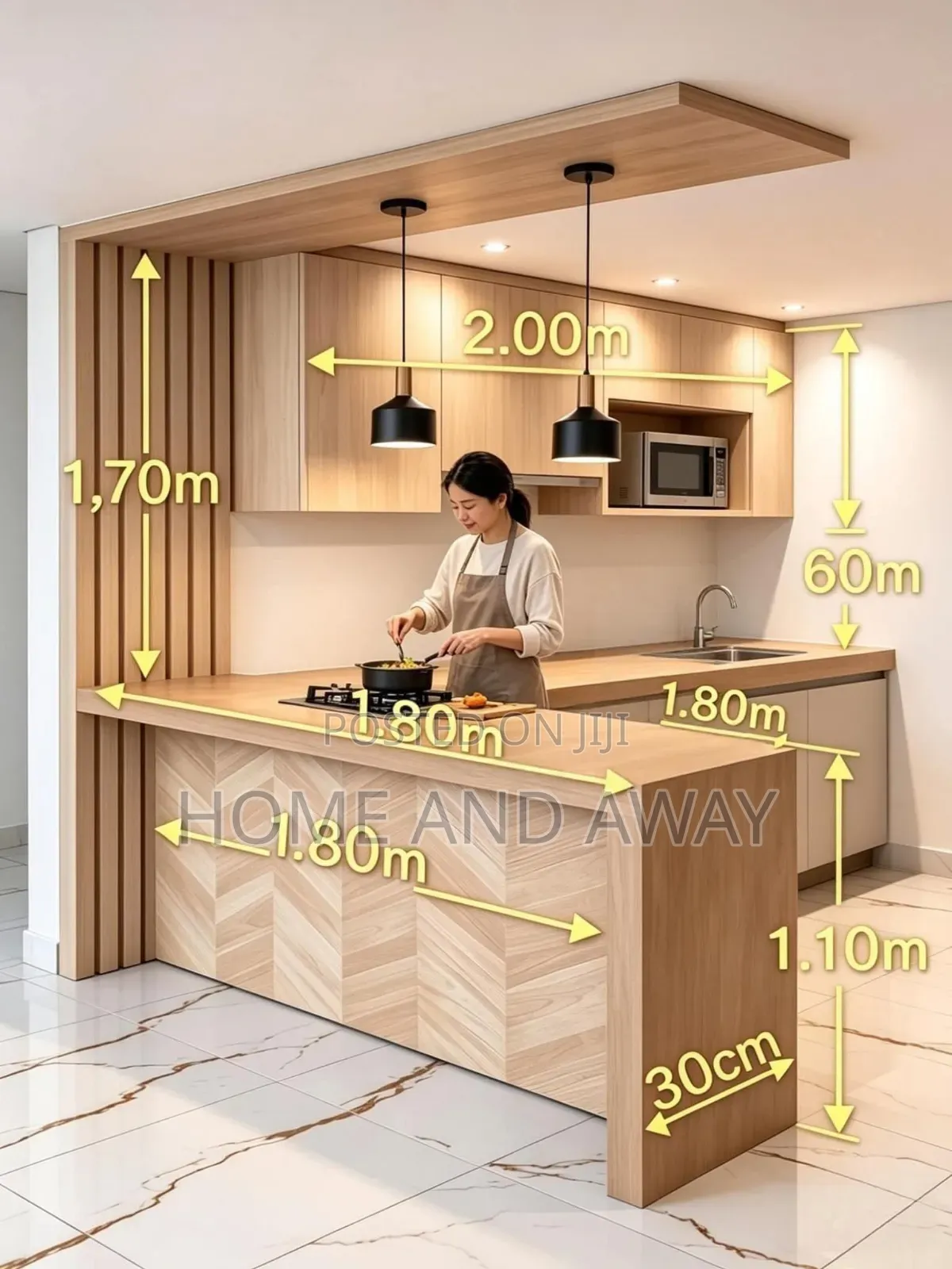 We Make Kitchen Cabinets From 890,000/- Per Running Meter in Any Color
