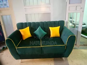 Green Seater Piped Yellow With Cushions