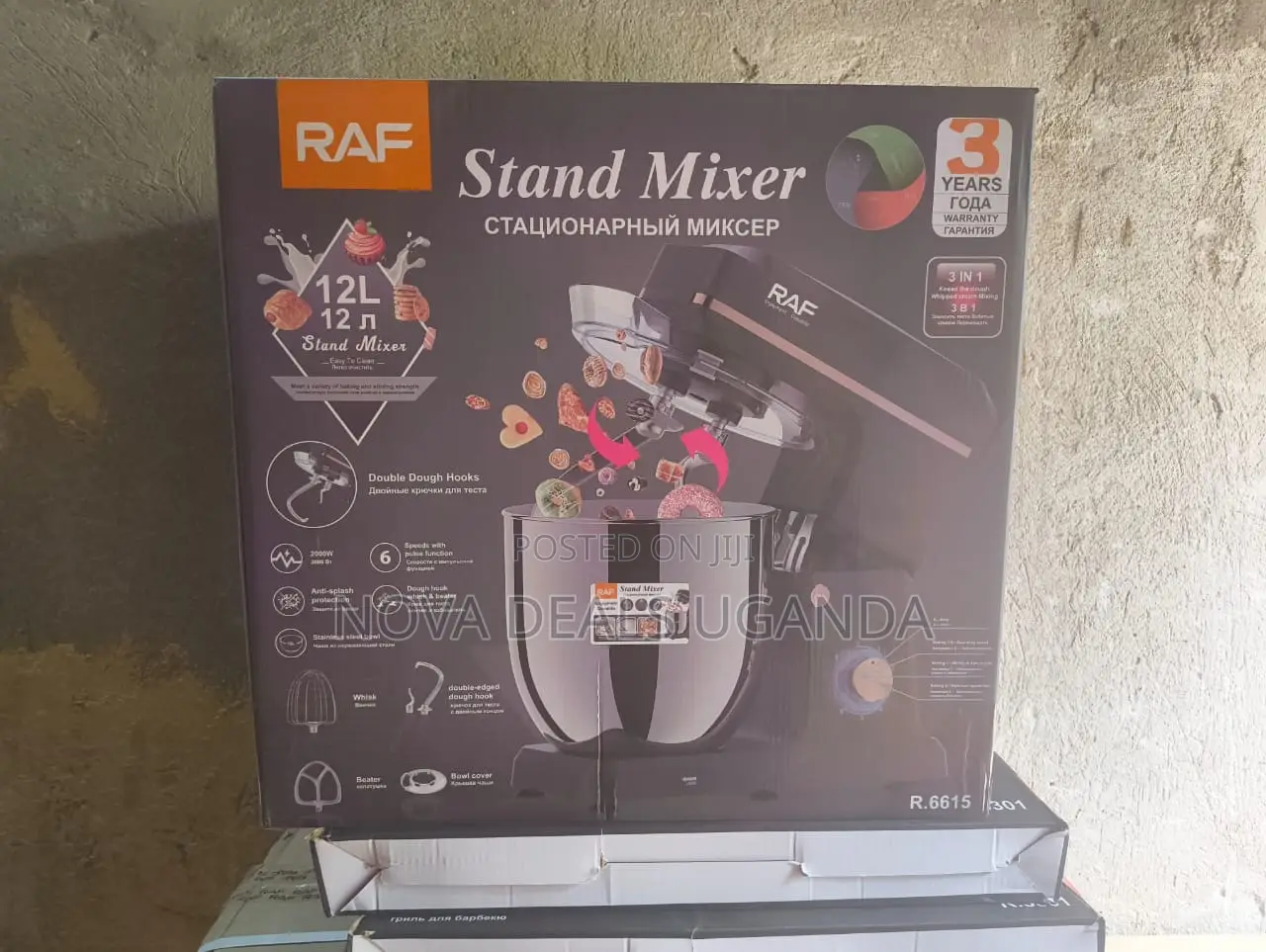 Raf Stand Mixer 12l R.6615 Commercial 2000w Kitchen Dough Cake Mixer