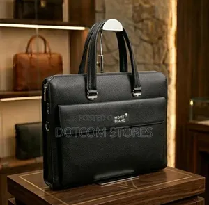 Leather Montblanc Unisex Laptop Briefcase.