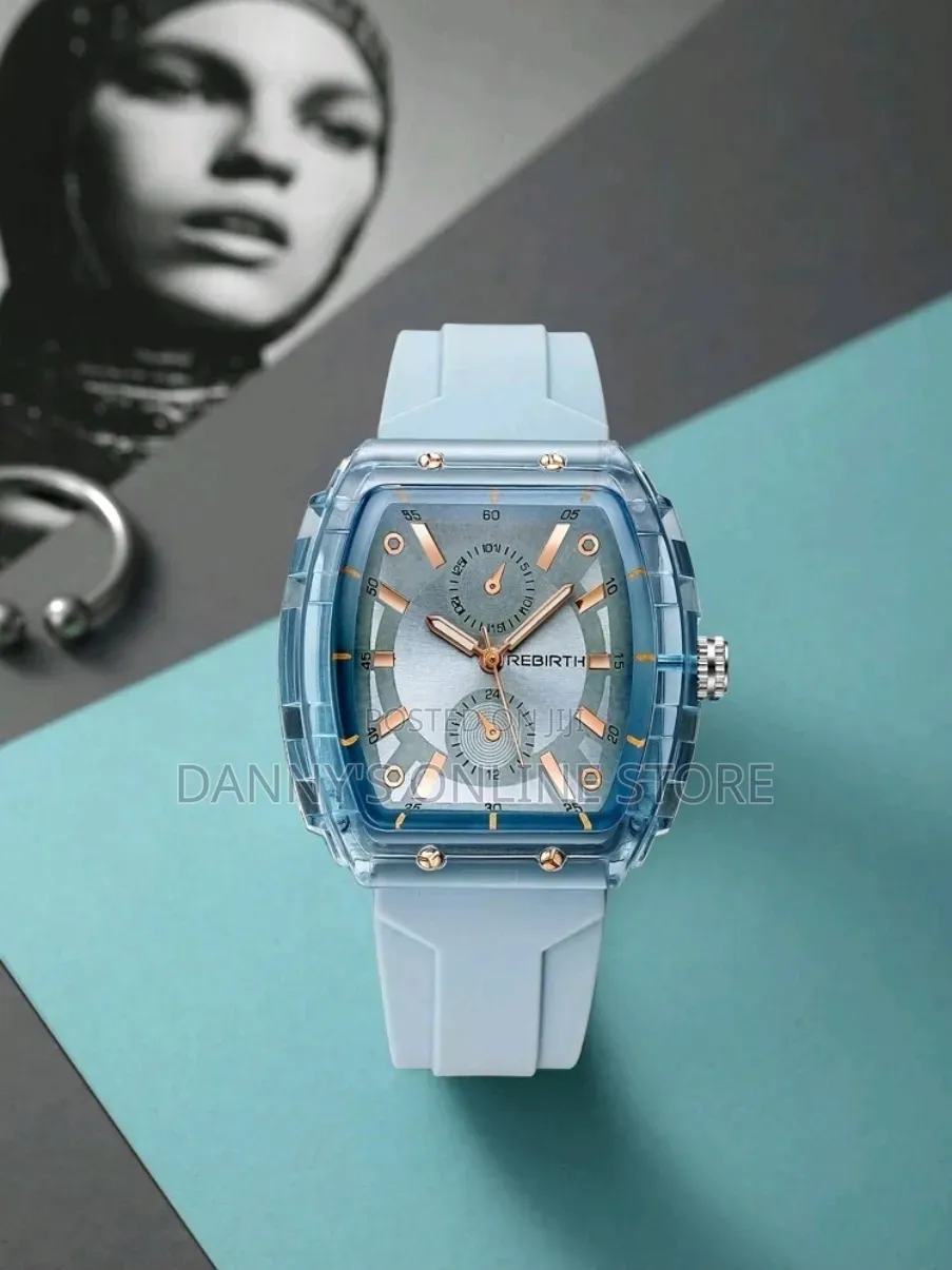 Rebirth Ladies Simple Fashionable Quartz Watch With Silicone Strap