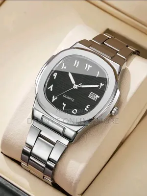 Men's Fashion Simple Square Dial Calendar Stainless Steel Strap Watch.