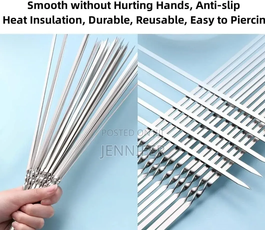 10pcs Flat Stainless Steel Kabob Skewers.