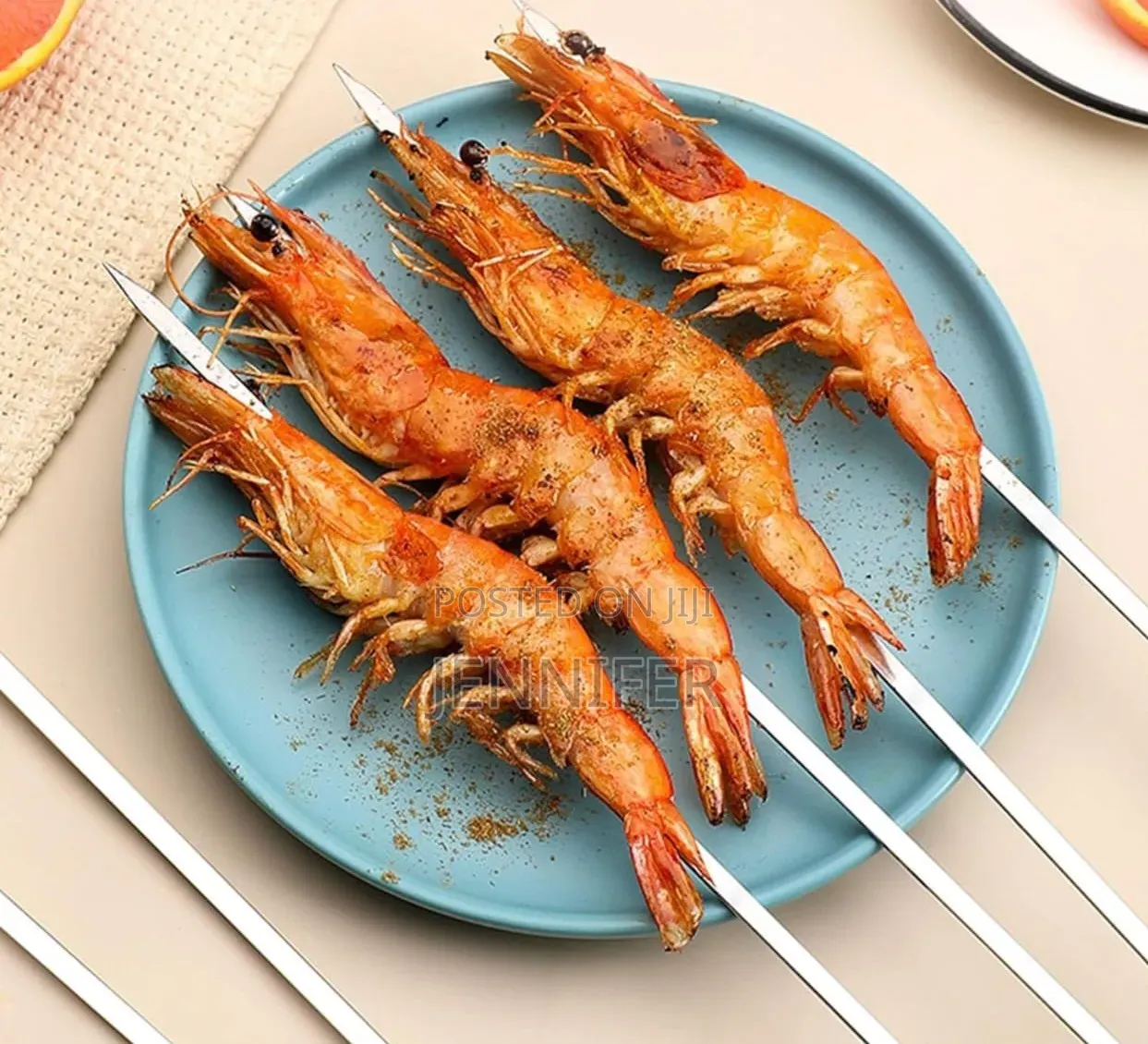 10pcs Flat Stainless Steel Kabob Skewers.
