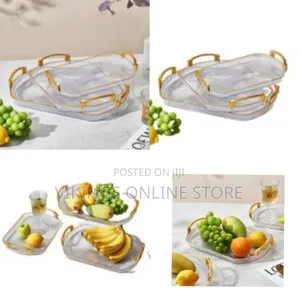 3 Pieces of Rectangle Food Tray Fruit Tea Table Serving Tray Home Desk
