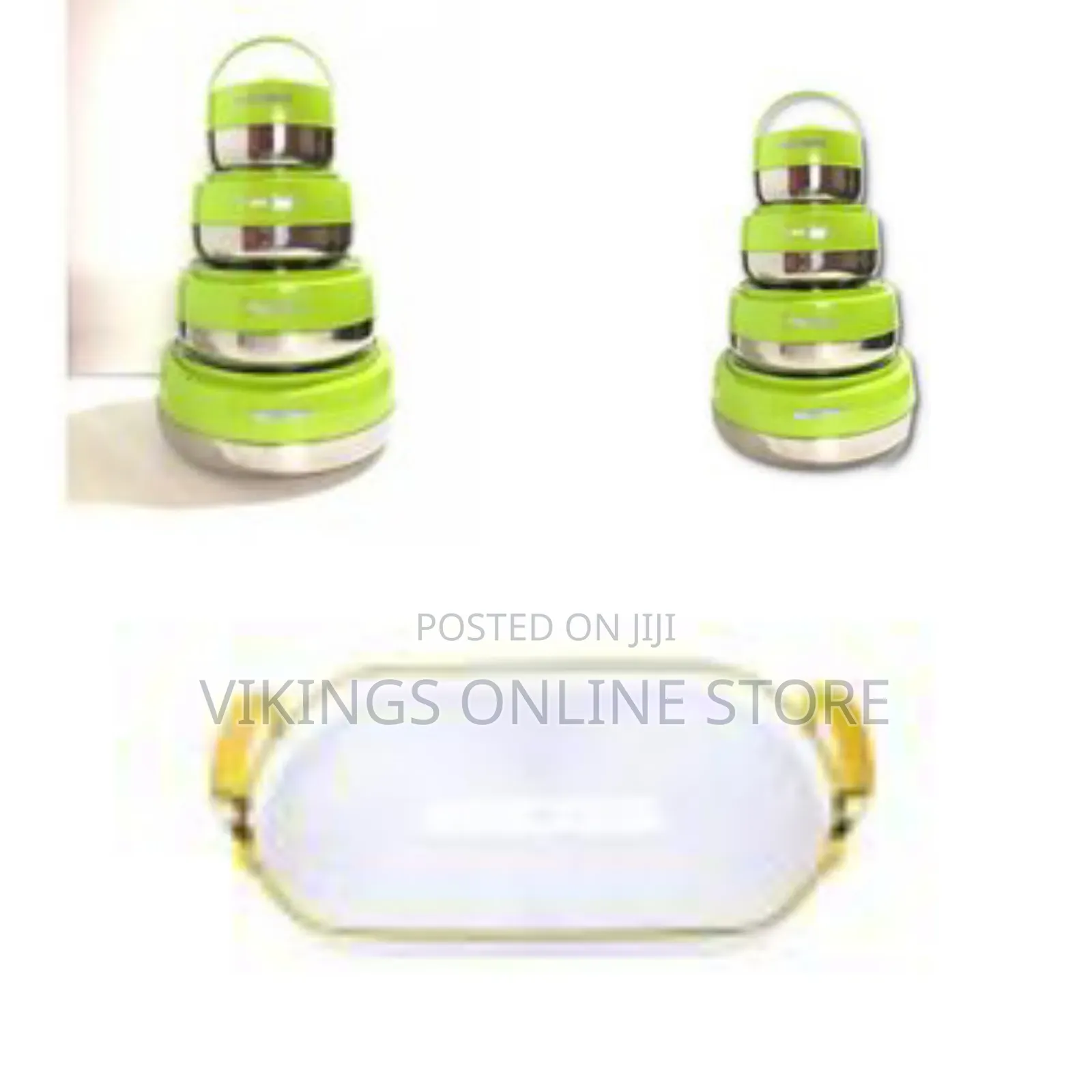 4pc Thermo Insulated Food Warmer Hot Pots Serving Dishes, Green