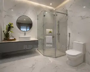 Elegant Marble Look and Partition Installation
