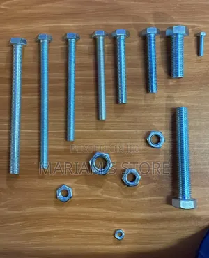 Hexagonal Bolts and Nuts Made of Steel for Corrosion Resistance.
