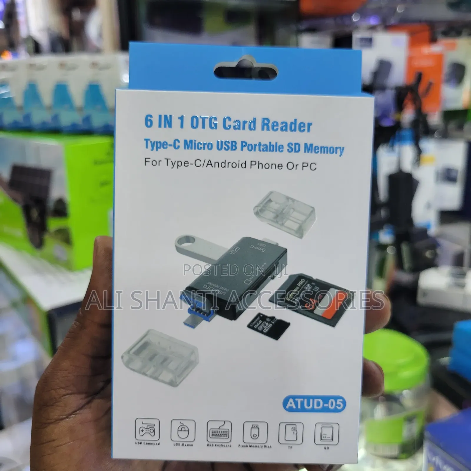 6 in 1 Otg Card Reader Type-C Micro Usb Portable Sd Memory