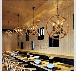 Lighting 3 Light Twine Rope Globe Pendant Light
