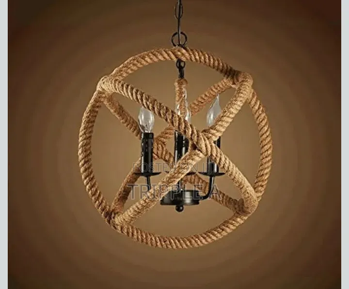 Lighting 3 Light Twine Rope Globe Pendant Light