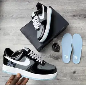 Genuine Nike Air Force 1 '07' Low Black and Armory Blue in Stock