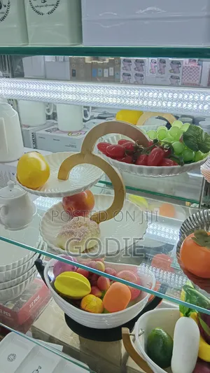 3 Tier Ceramic Cupcake Dessert Serving Plate Stand With Bamboo Base