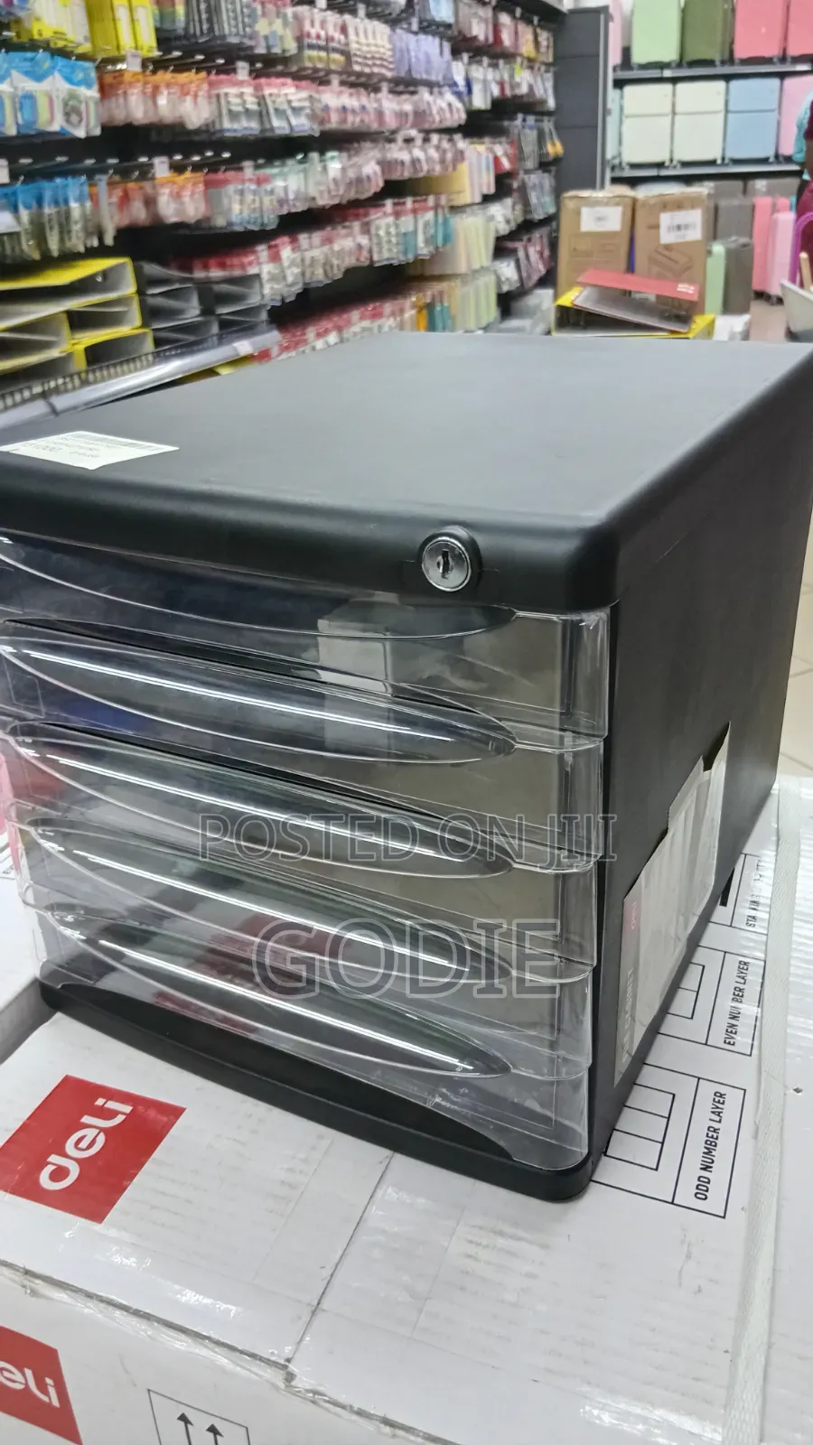 Deli 5-Drawer Desktop File Cabinet With Secure Lock.