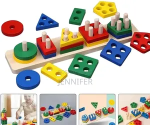 Kids Wooden Shape Sorter and Stacking Toy