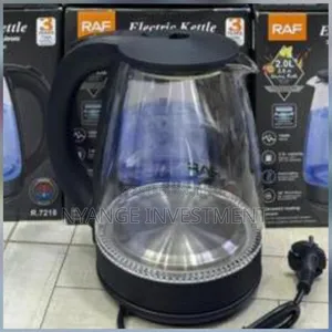 Raf 2.0l Transparent Glass Electric Kettle With Black Handle and Base.