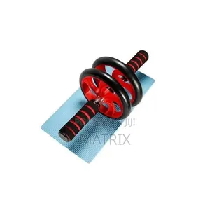 Tummy Trimmer Ab Roller Exercise Wheel+Knee Pad-Multicolor