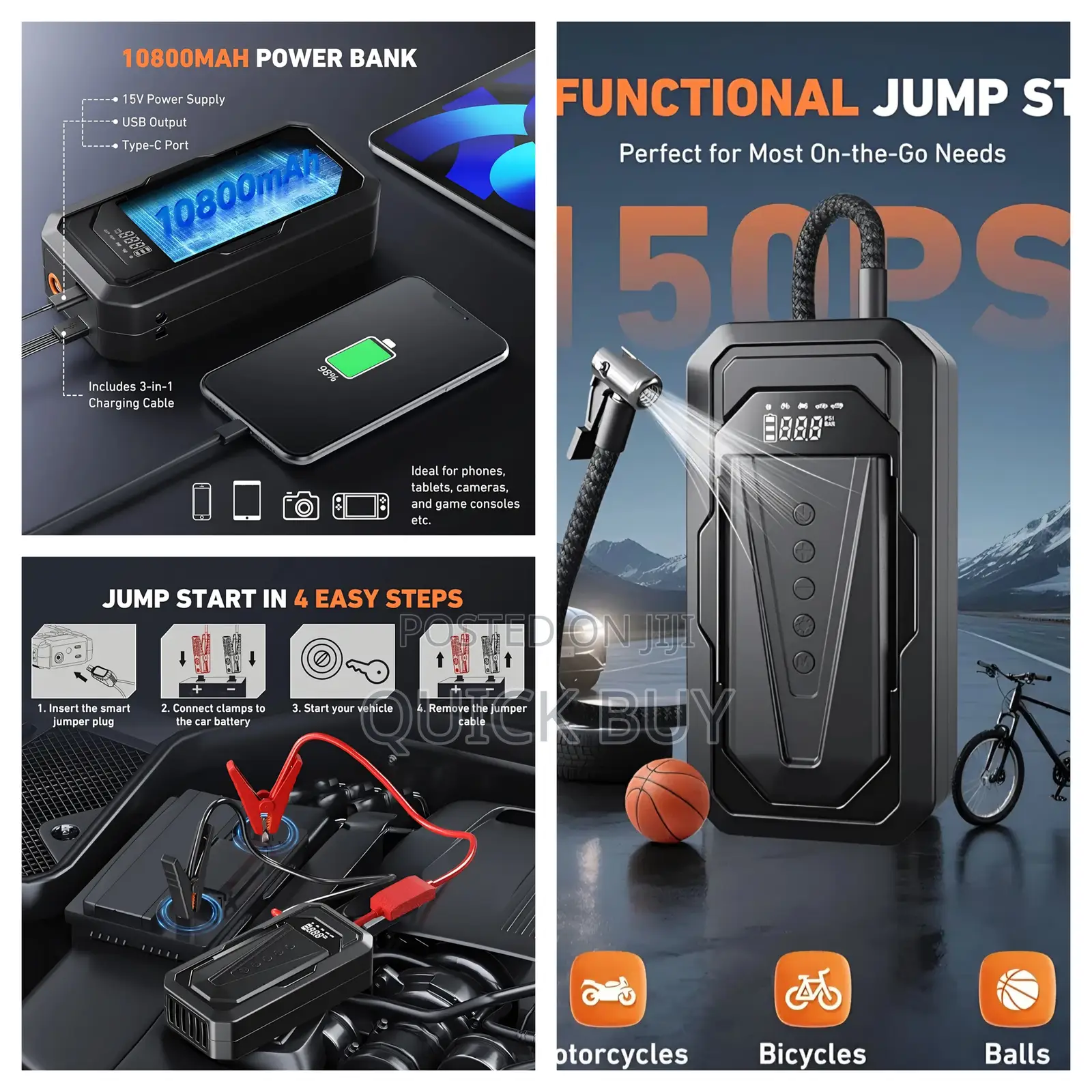 Multifunctional Rechargeable Car Tyre Inflator