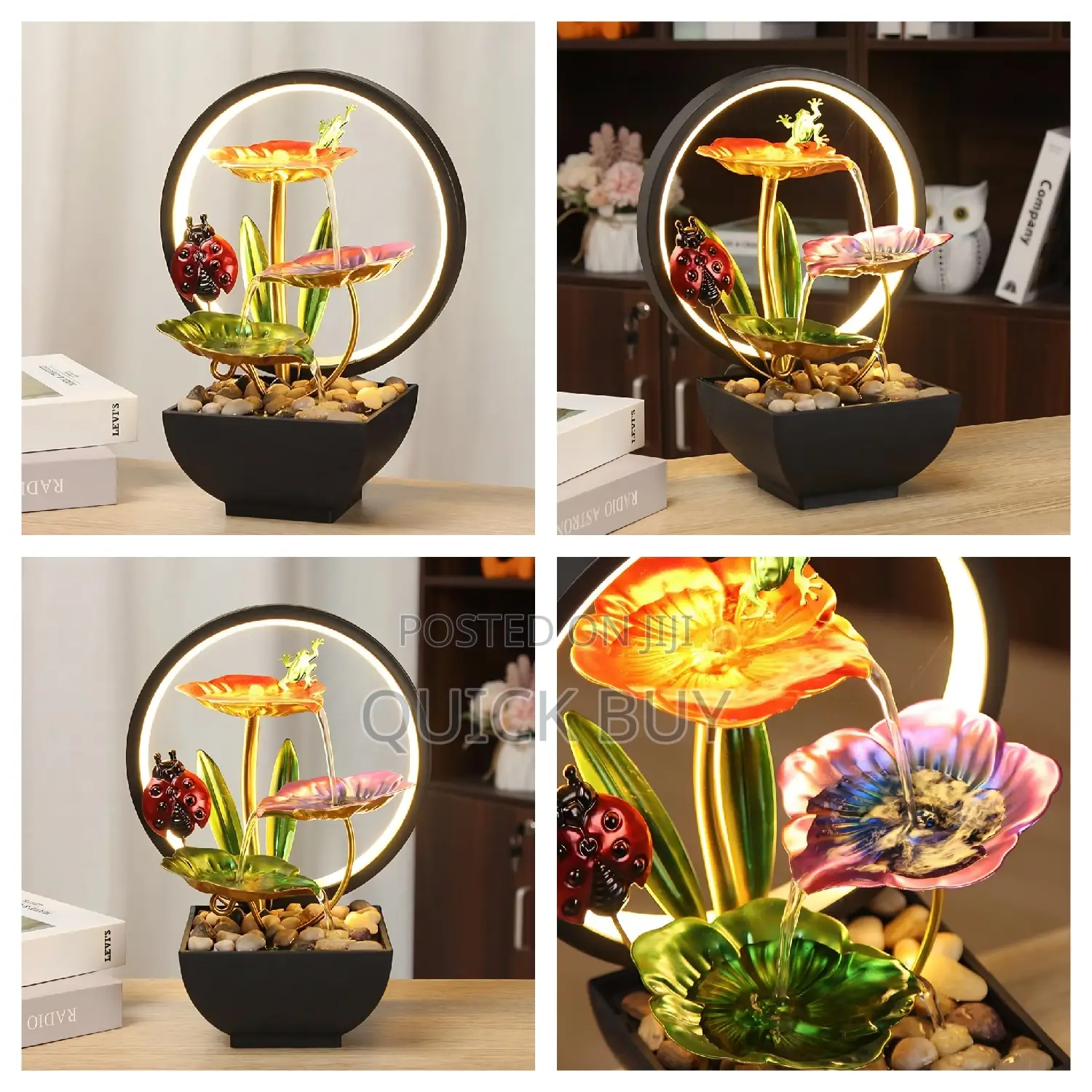 Ladybug Tabletop Fountain With Led Lighting