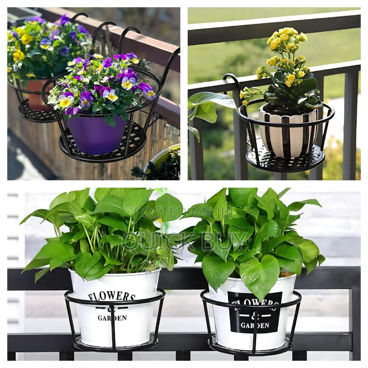 8.7'' Round Metal Hanging Railing Planters
