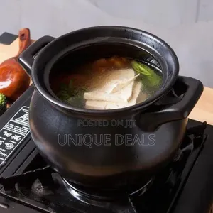 Ceramic Black Clay Pot Stockpot for Stew, Soup, Steam