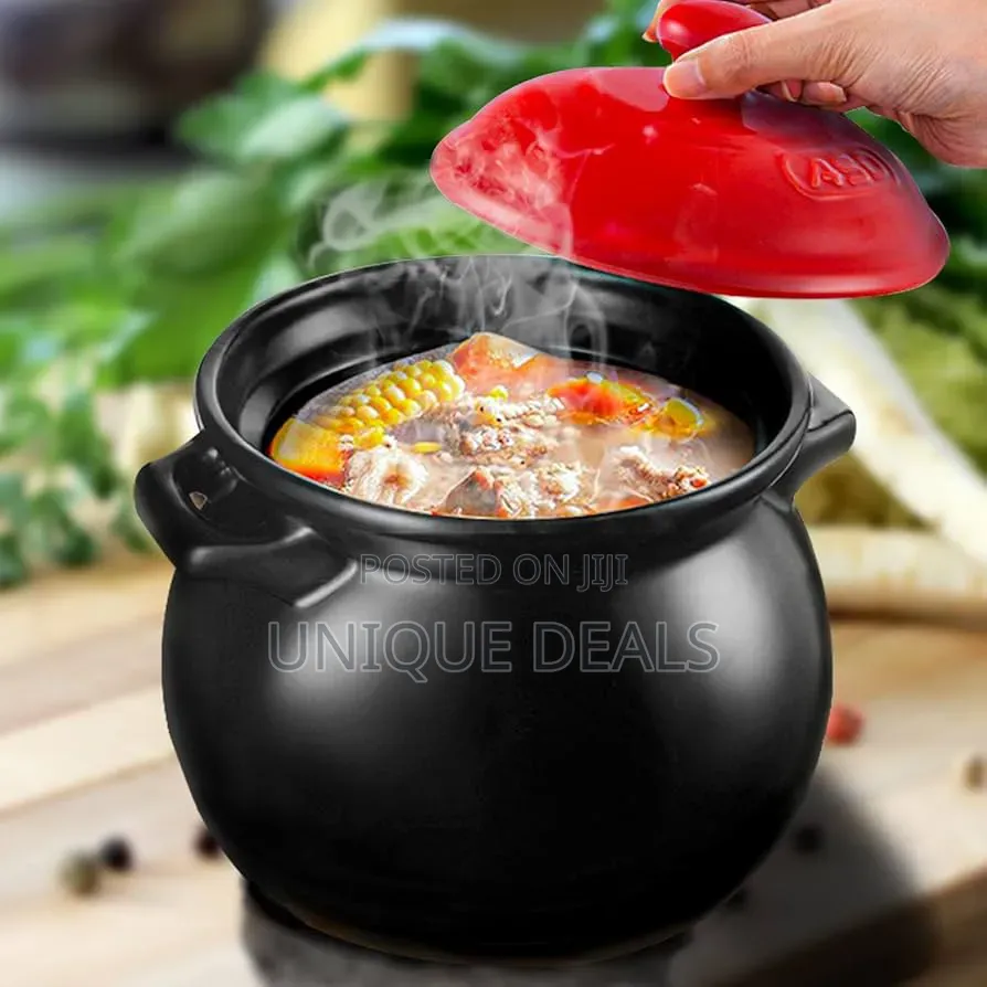 Ceramic Black Clay Pot Stockpot for Stew, Soup, Steam