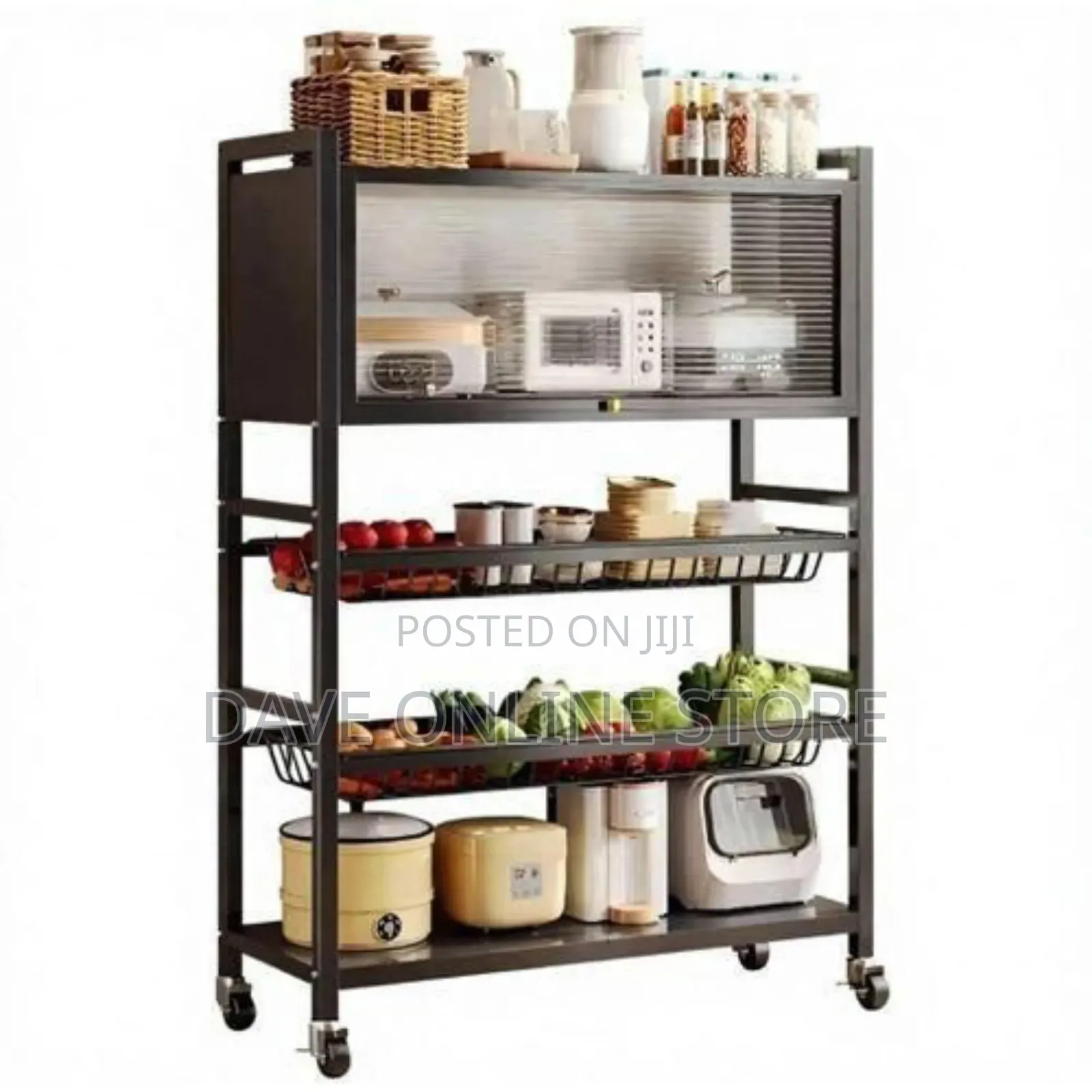 Modern Multi-Tier Kitchen Storage Rack With Rolling Casters