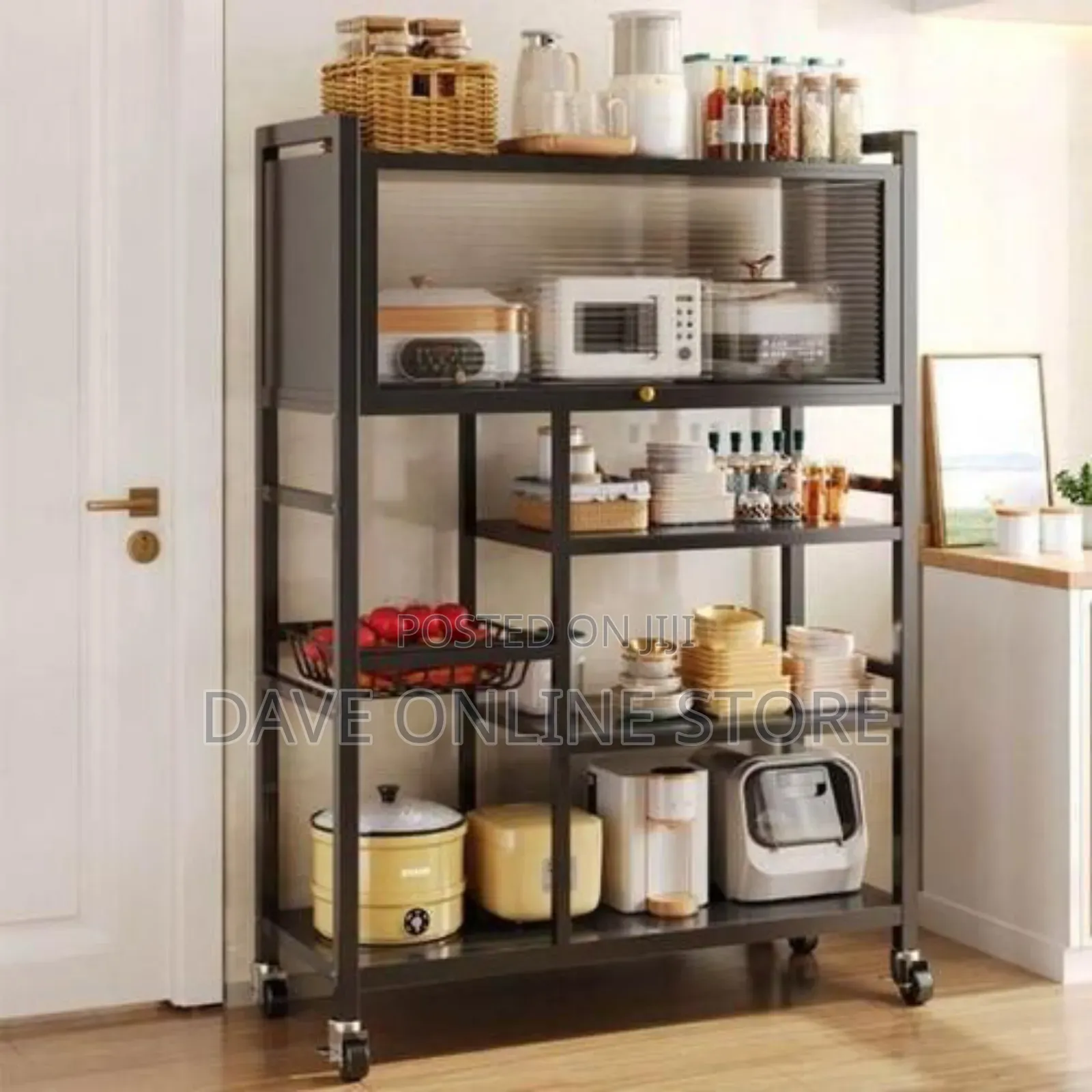 Modern Multi-Tier Kitchen Storage Rack With Rolling Casters