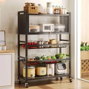 Modern Multi-Tier Kitchen Storage Rack With Rolling Casters