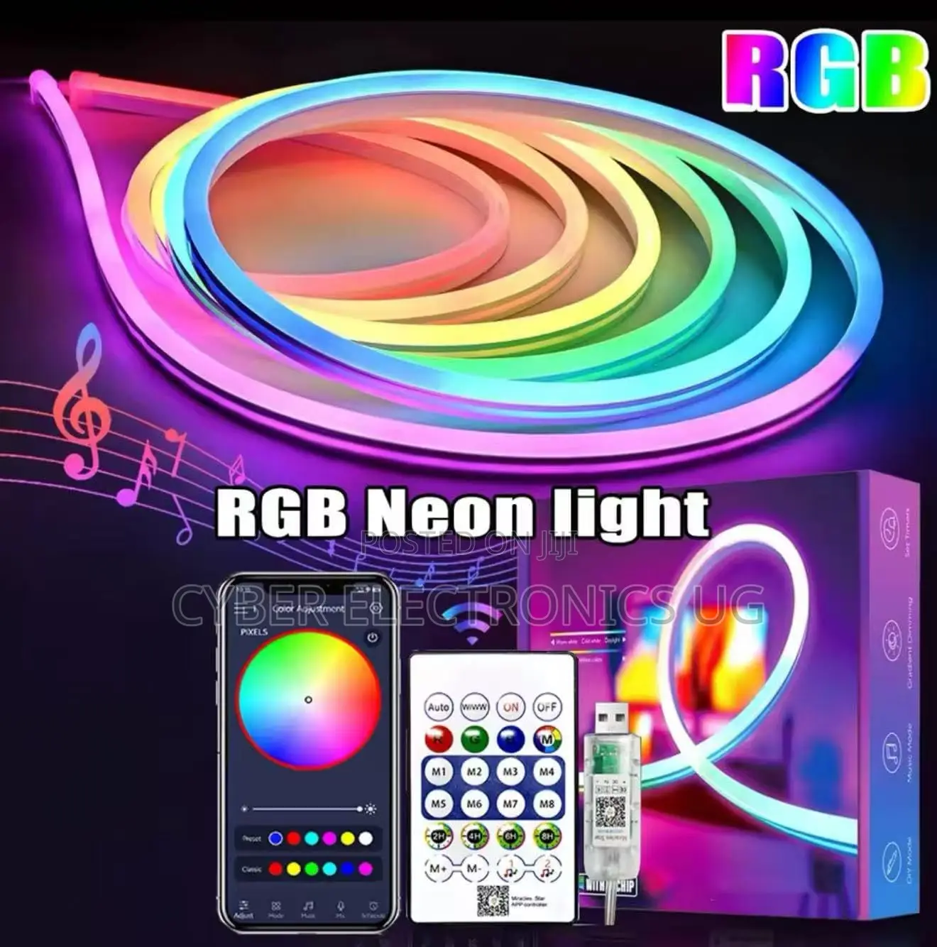 5 Meter Smart RGB Neon Led Strip Lights With App Remote | Music Sync