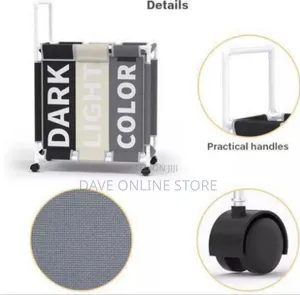 3-Section Laundry Hamper With Wheels, Designed for Sorting